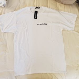 New PrettyLittleThing PLT Logo White Oversized Tee M